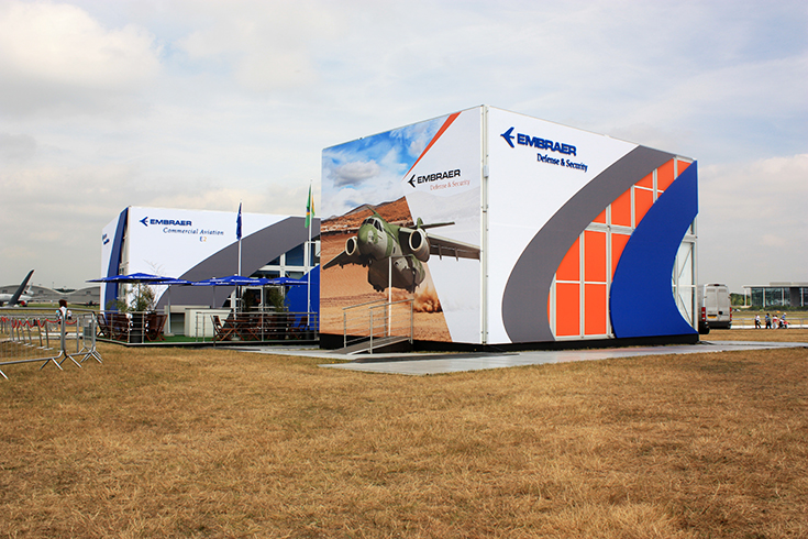 Embraer superwide self vinyl printed event graphic installed in London