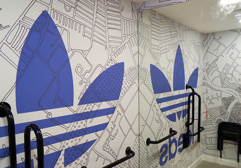 Adidas wall graphics floor to ceiling example of work by the graphical tree in london