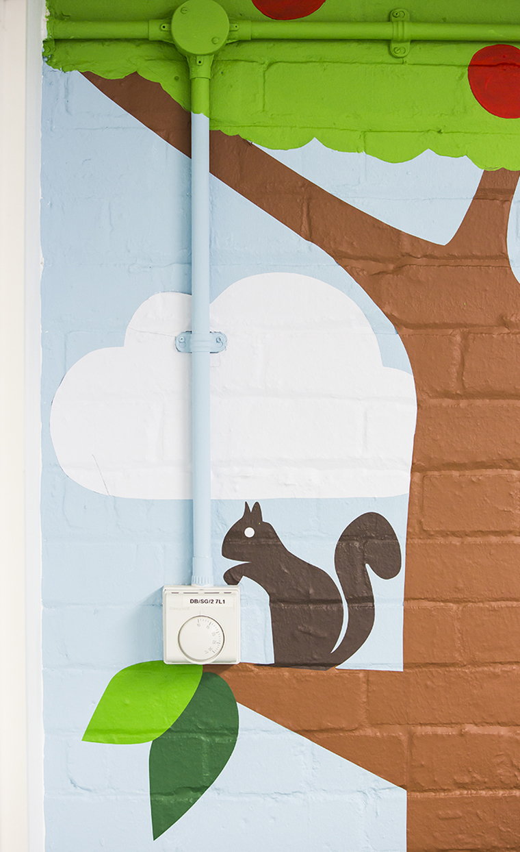 The Graphical Tree Bear Nibbles graphics - printed and cut vinyl to walls and installation London