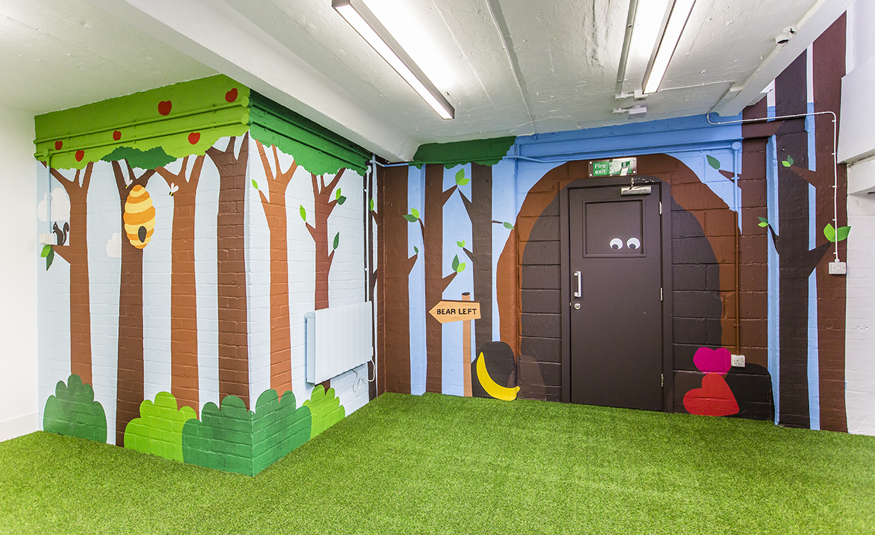 The Graphical Tree Bear Nibbles graphics - printed and cut vinyl to walls and installation London