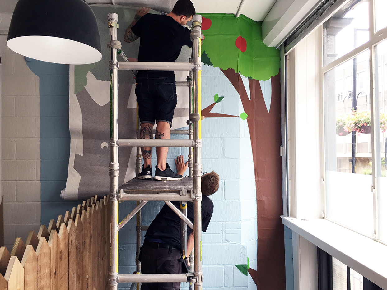 The Graphical Tree Bear Nibbles graphics - printed and cut vinyl to walls and installation London