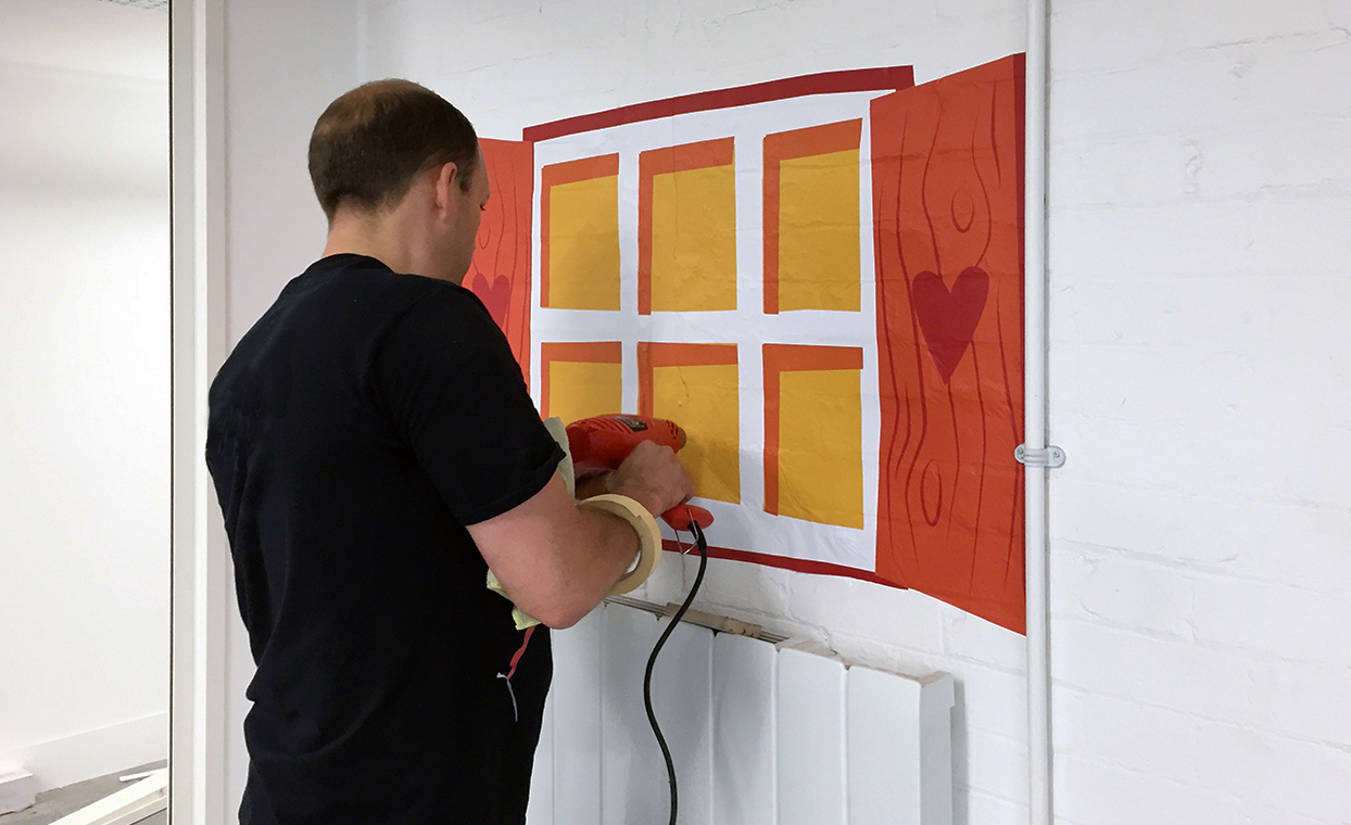 The Graphical Tree Bear Nibbles graphics - printed and cut vinyl to walls and installation London