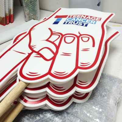 Teenage Cancer Trust printed and cut to shape hands for event in London