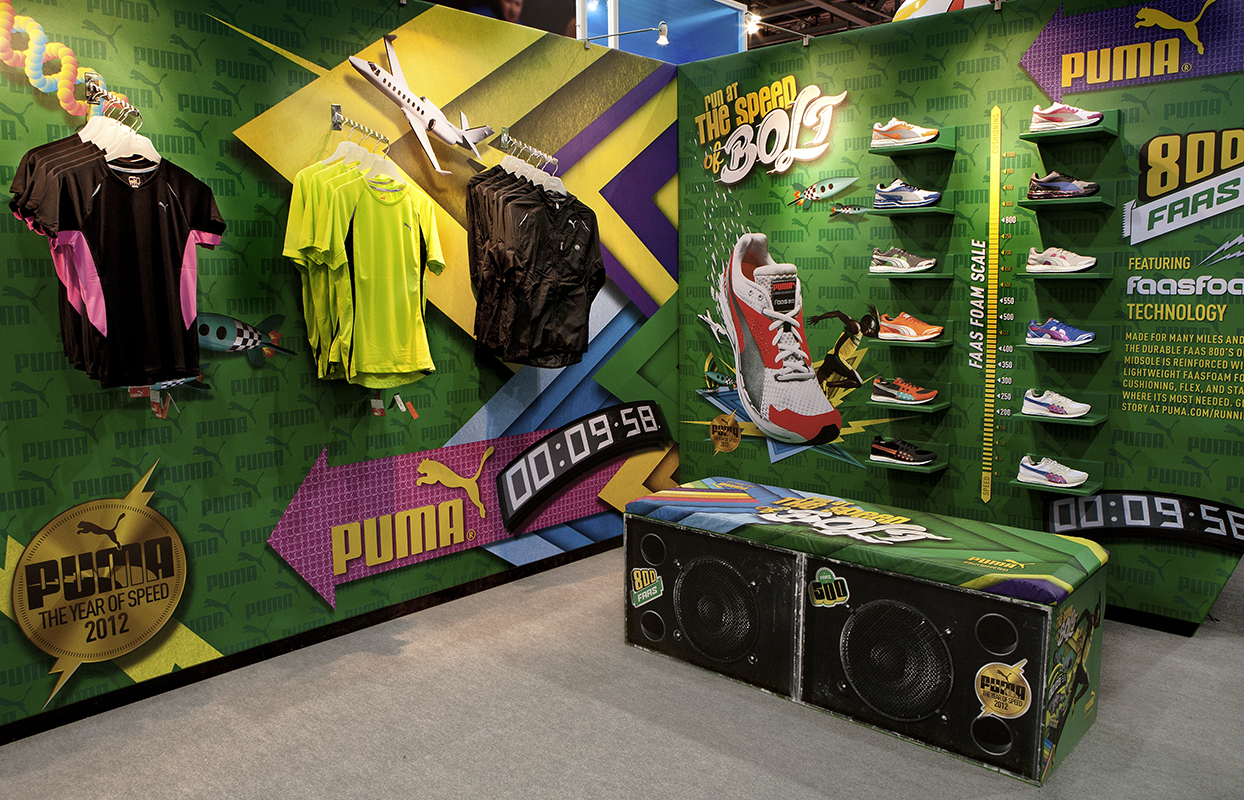 The Graphical Tree printed and installed Puma London Marathon stand with Parrott & Miller