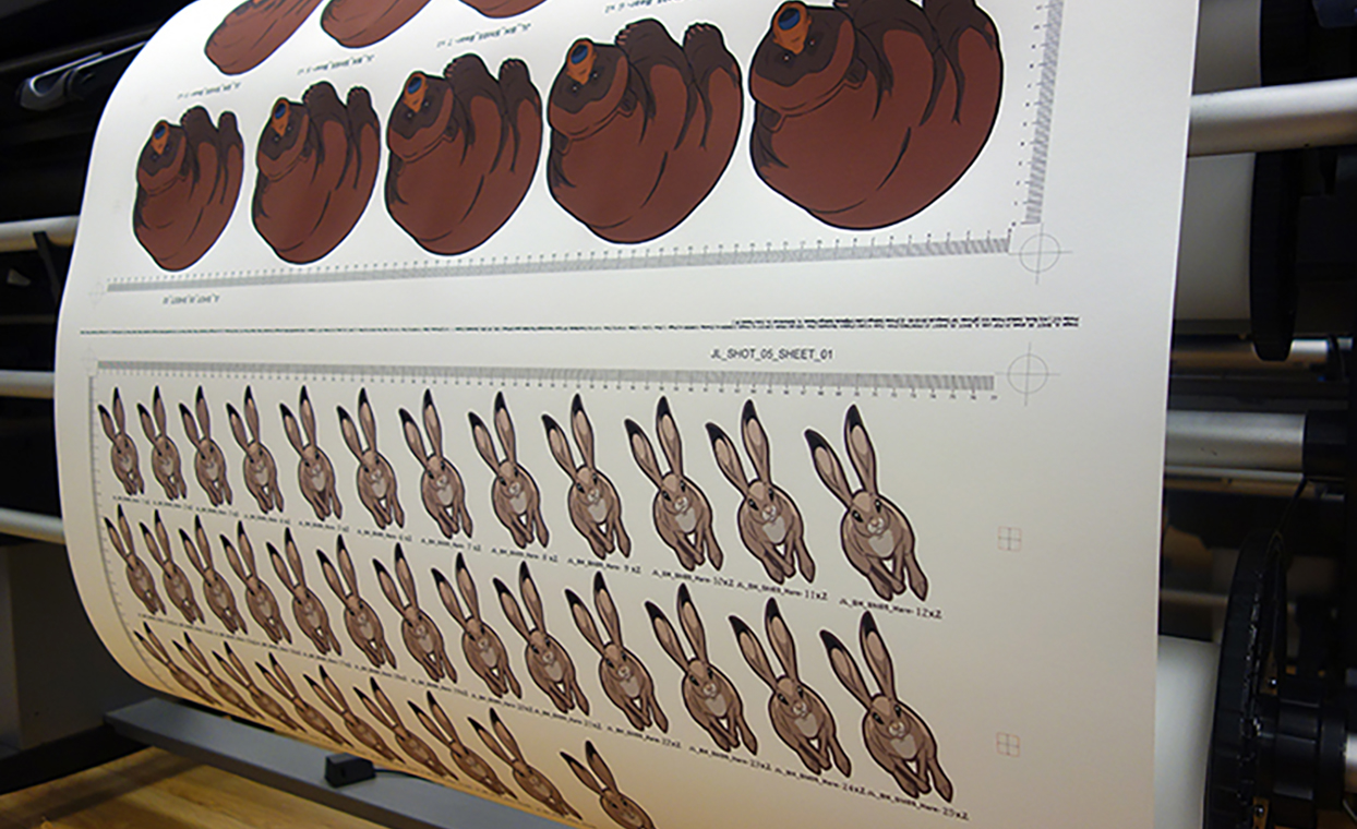 Printed drawings of Bear & Hare onto 3mm Foamex boards used in the John Lewis Christmas advert.