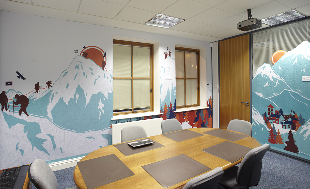 The Graphical Tree Endsleigh Insurance large format office interior graphics print and installation with illustrations by YCN.