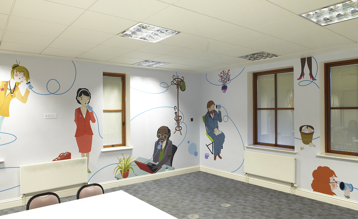 The Graphical Tree Endsleigh Insurance large format office interior graphics print and installation with illustrations by YCN.