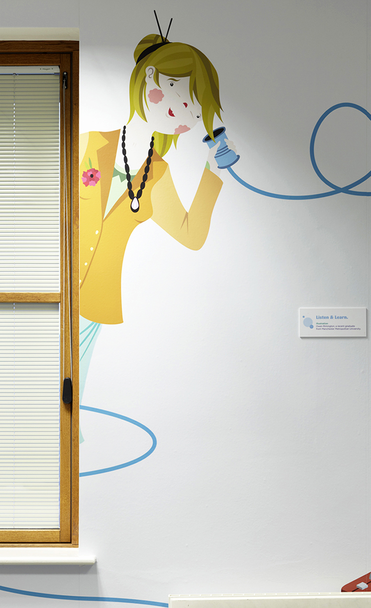 The Graphical Tree Endsleigh Insurance large format office interior graphics print and installation with illustrations by YCN.