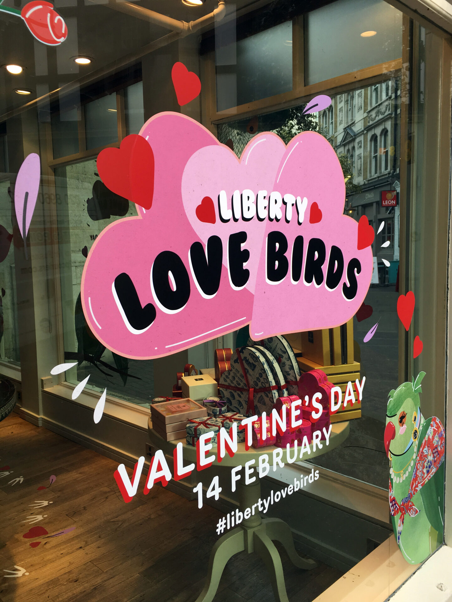 Liberty Love Birds Valentine window glass decal graphics by The Graphical Tree