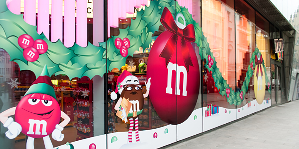 M&M window displays printed and installed in London