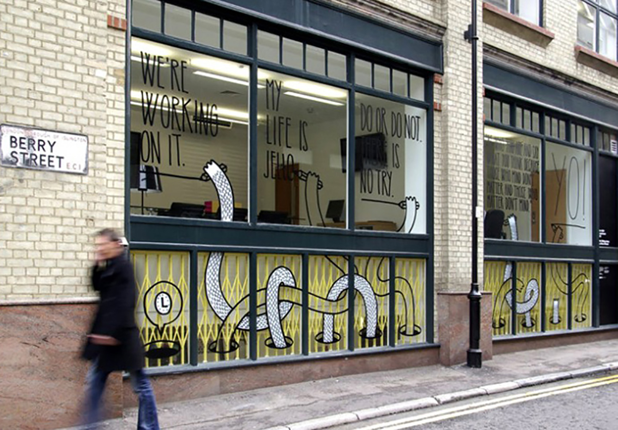 office window displays cut vinyl decal printed and installed in London