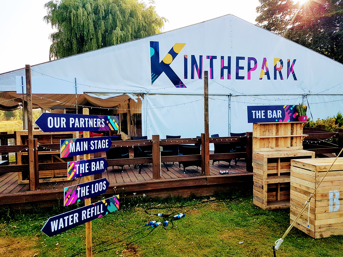 Wayfinding and directional signage for K in the Park event in London.