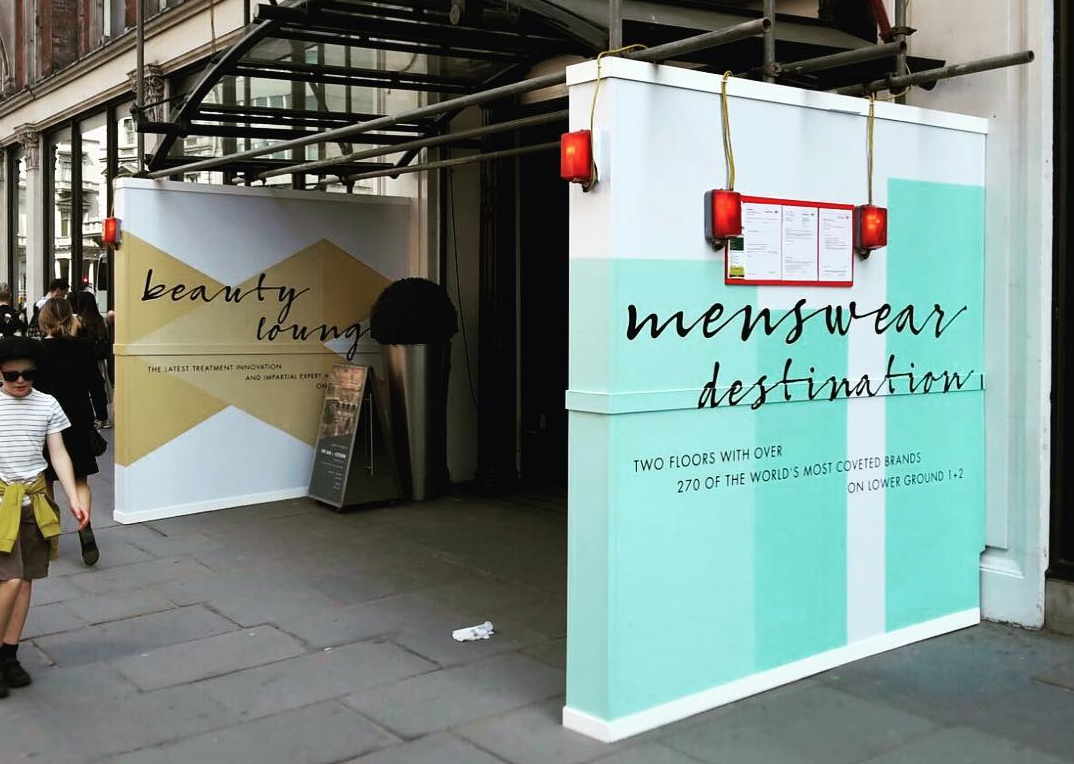 Harvey Nichols retail hoarding graphics printed and installed in London