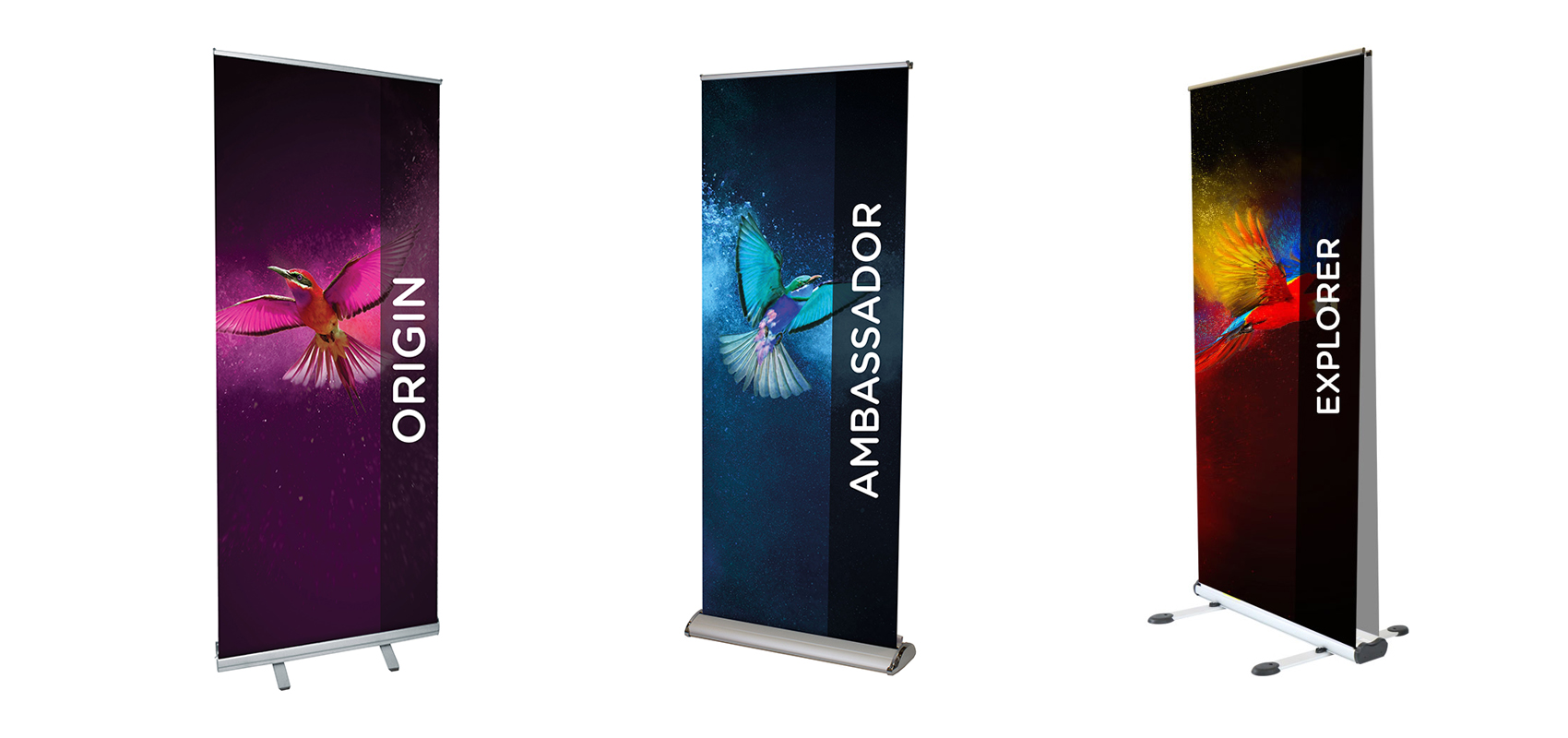roll-up exhibition stands, three different options available